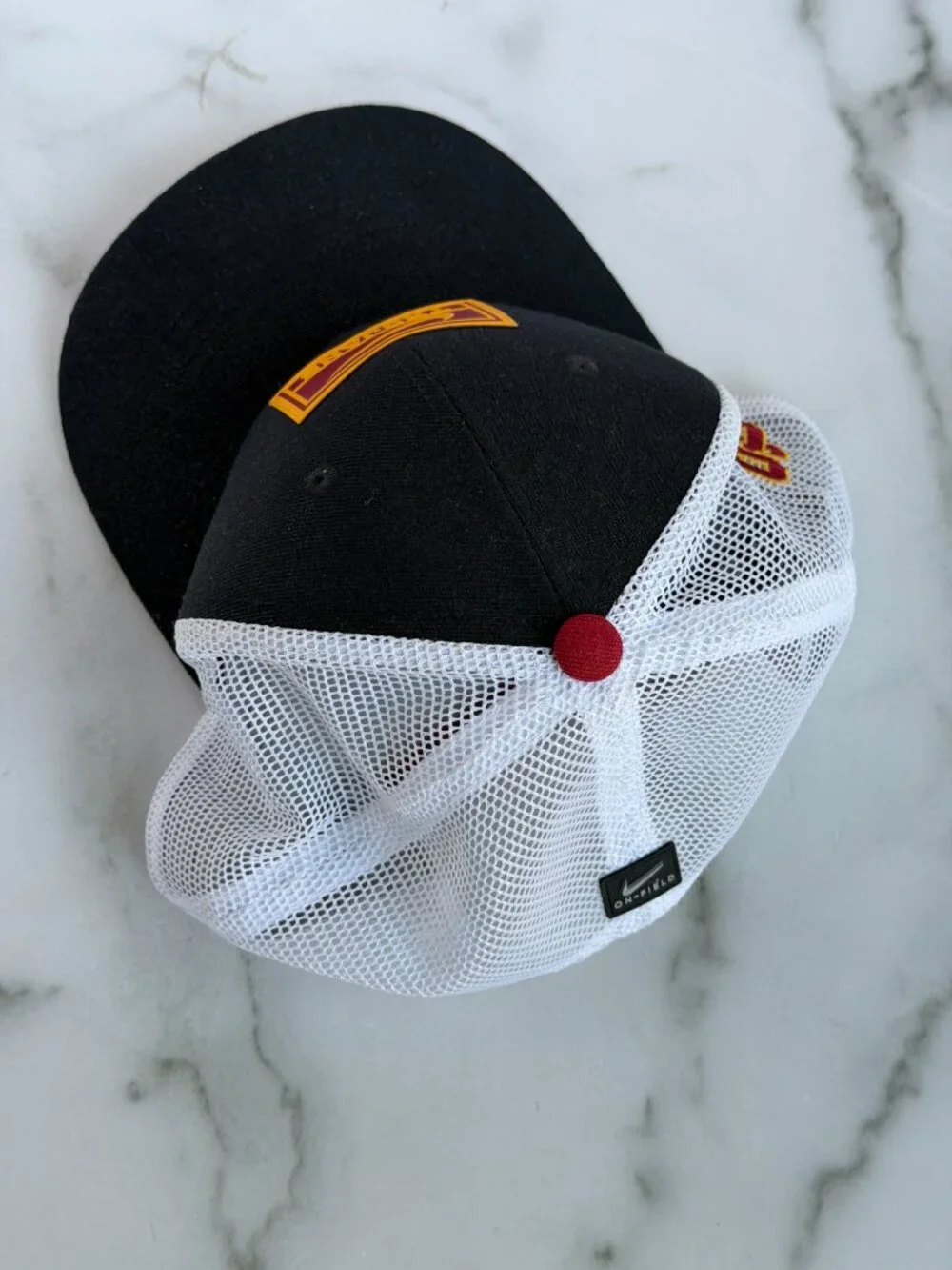 Nike USC Trojans Dri-FIT Rise Trucker Snapback Hat Black White M/L